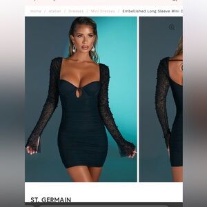 Oh Polly St Germain embellished long sleeve mini dress